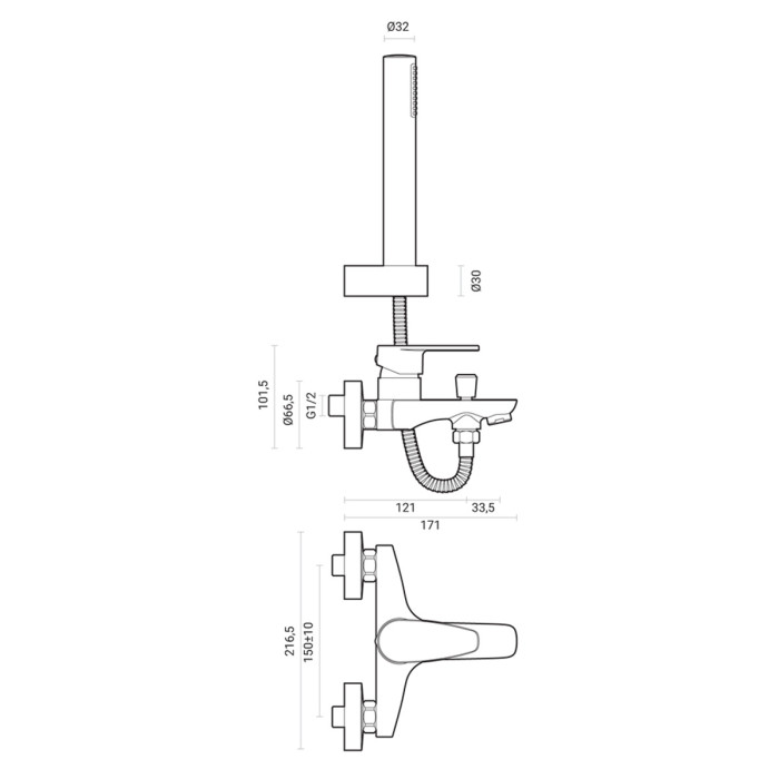 Miscelatore esterno vasca con shower set mod. Oceano