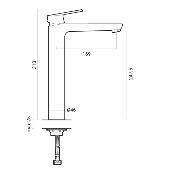 Miscelatore rubinetto lavabo alto Mod. Oceano