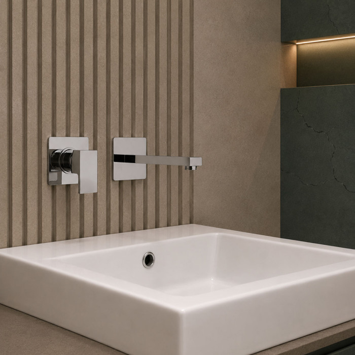 Miscelatore lavabo a muro con o senza piastra marca Piralla mod. Sorgente