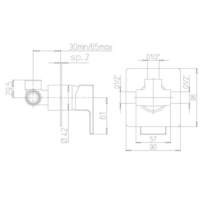 Miscelatore monocomando incasso doccia marca Piralla Mod. Sorgente