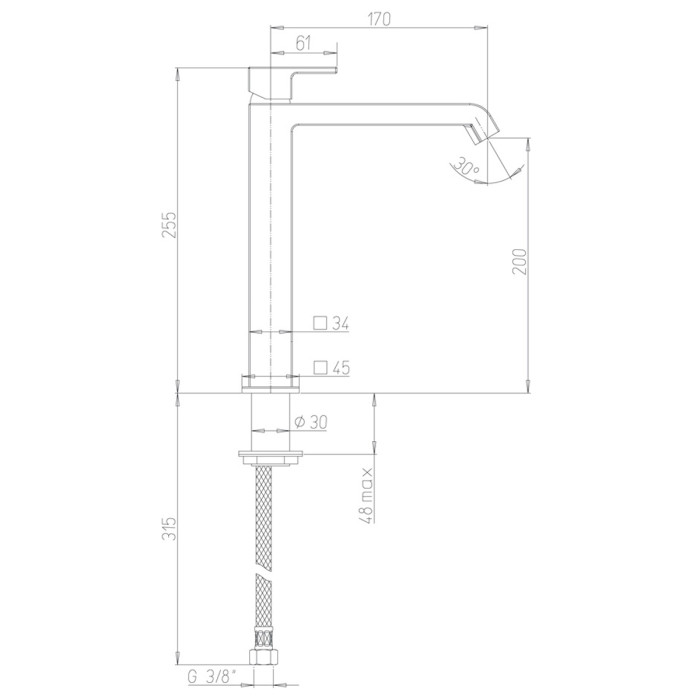 Miscelatore monocomando lavabo alto marca Piralla Mod. Sorgente