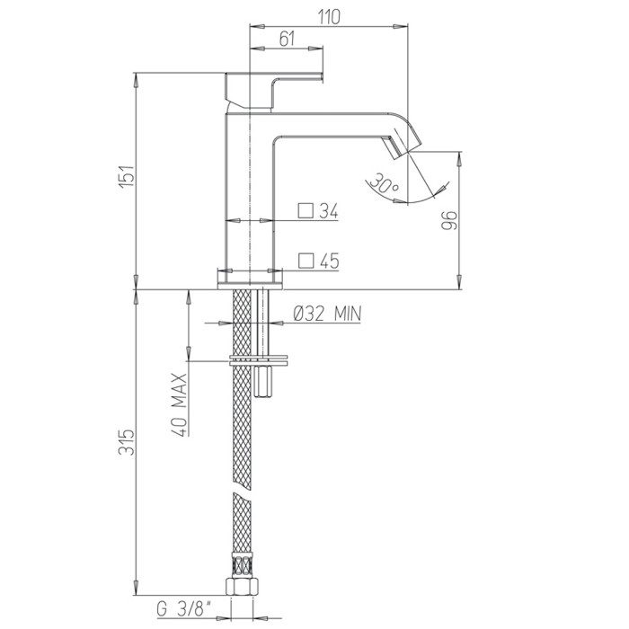 Miscelatore monocomando lavabo marca Piralla Mod. Sorgente