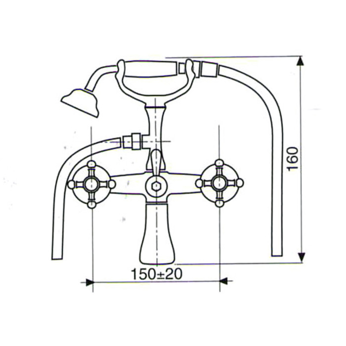 Miscelatore gruppo esterno vasca cromo mod. Liberty