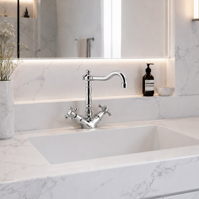 Miscelatore lavabo canna alta girevole cromo mod. Liberty
