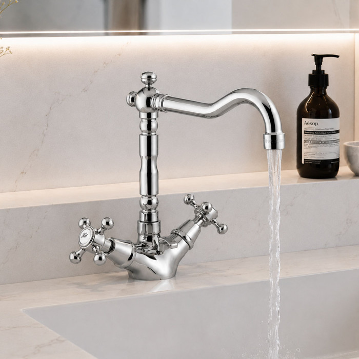 Miscelatore lavabo canna alta girevole cromo mod. Liberty