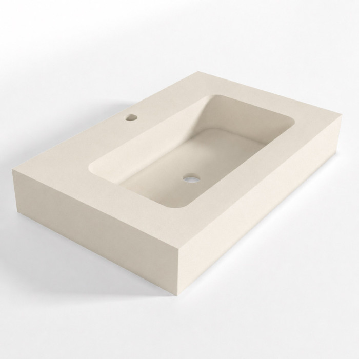 Top lavabo sospeso in marmoresina cm 80x50xh13 sabbia Mod. Heavy