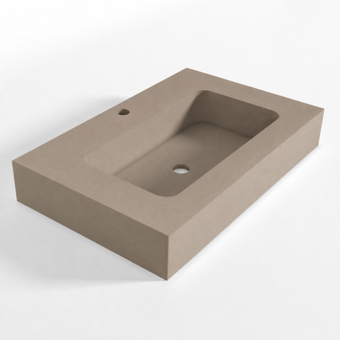 Top lavabo sospeso in marmoresina cm 80x50xh13 tortora Mod. Heavy