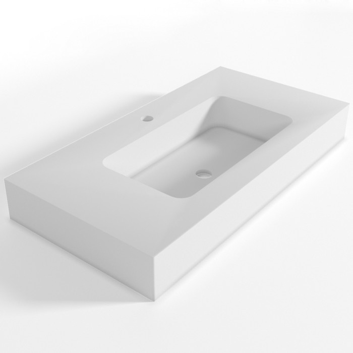 Top lavabo sospeso in marmoresina cm 100x50xh13 Bianco Mod. Heavy