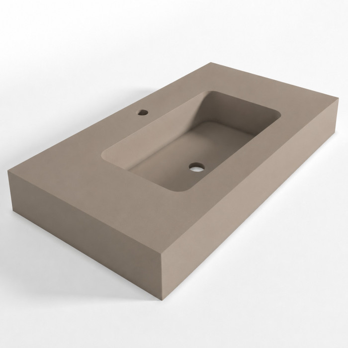 Top lavabo sospeso in marmoresina cm 100x50xh13 Tortora Mod. Heavy