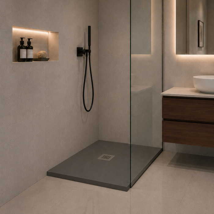piatto doccia quadrato, piatti doccia moderni, piatti doccia mineralmarmo, heavy, antracite, scarico centrale, 80x80, 90x90.