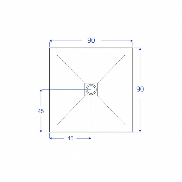 piatto doccia quadrato, piatti doccia moderni, heavy, grigio, scarico centrale, 80x80, 90x90.