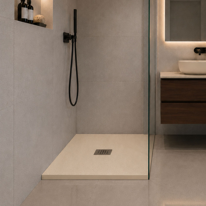 piatto doccia quadrato, piatti doccia moderni, piatti doccia mineralmarmo, heavy, sabbia, scarico centrale, 80x80, 90x90.