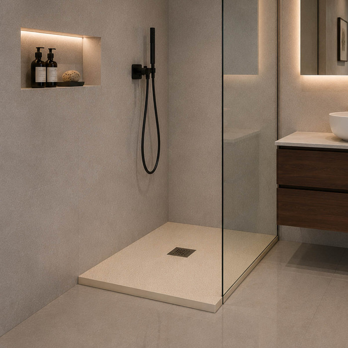piatto doccia quadrato, piatti doccia moderni, piatti doccia mineralmarmo, heavy, sabbia, scarico centrale, 80x80, 90x90.
