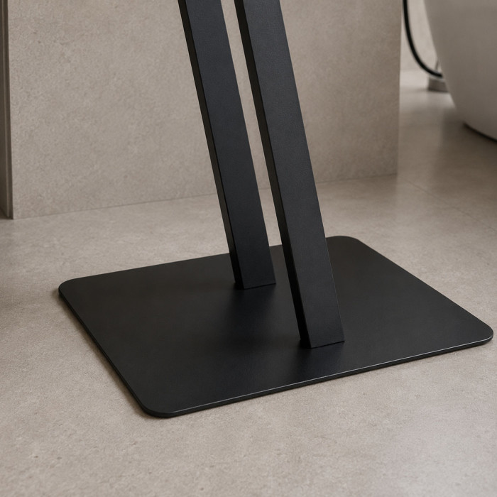 Piantana portasalviette a 2 bracci in acciaio colore nero opaco mod. Evolution