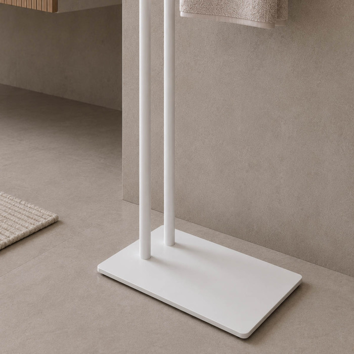 Piantana portasalviette a 2 bracci in acciaio colore Bianco mod. Blancos
