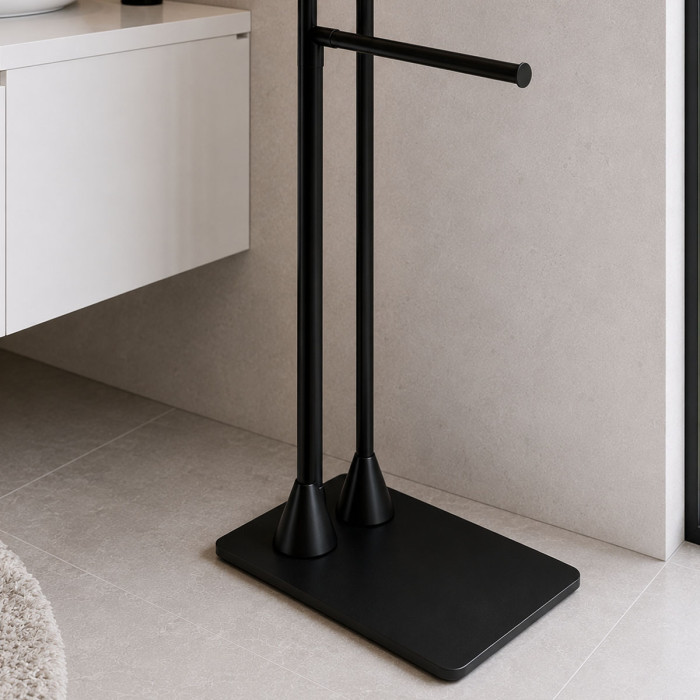 Piantana portasalviette a 2 bracci colore nero opaco mod. Tibet