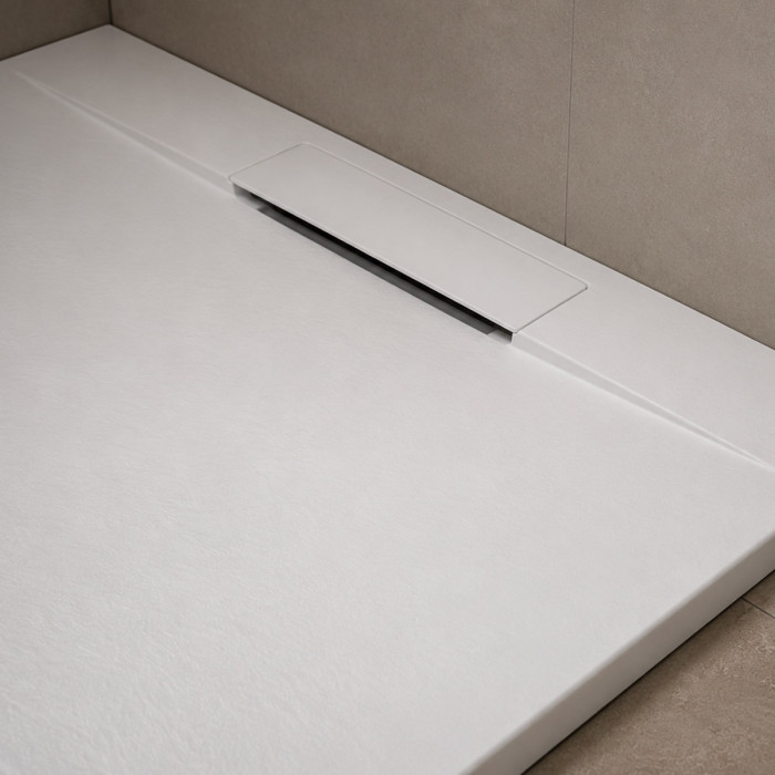 Piatto doccia rettangolare in marmo resina, piatti doccia moderni, spessore 2,5 cm bianco scarico laterale diverse misure