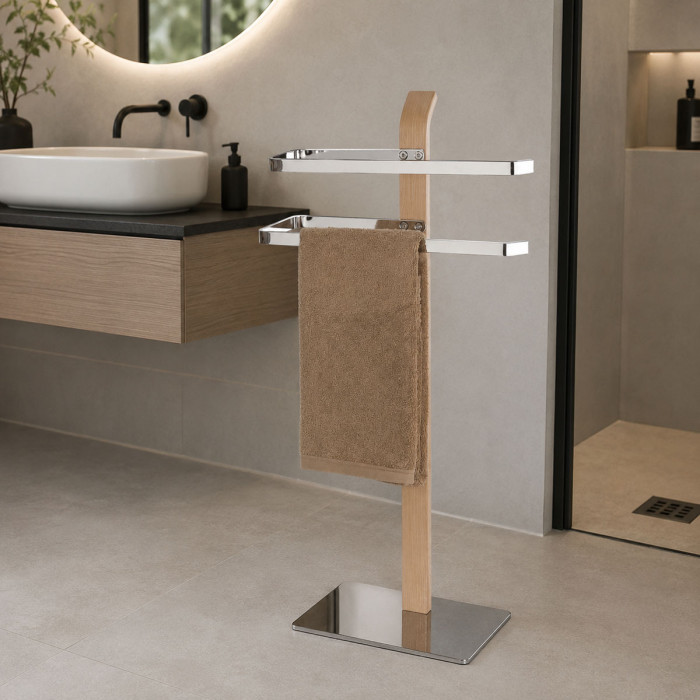 Piantana lavabo bidet bagno porta-salviette in acciaio mod. Essenza