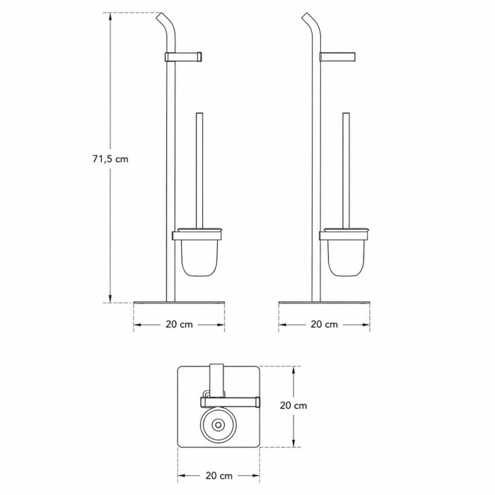 Piantana wc bagno porta-rotolo e scopino in acciaio lucido mod. Essenza