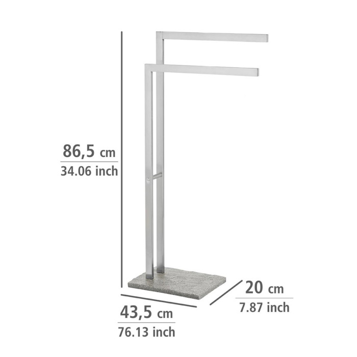 Piantana portasalviette 2 bracci acciaio inox satinato base poliresina mod. Granit