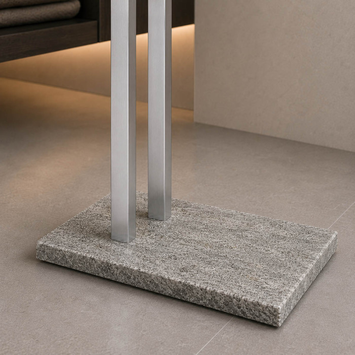 Piantana portasalviette 2 bracci acciaio inox satinato base poliresina mod. Granit