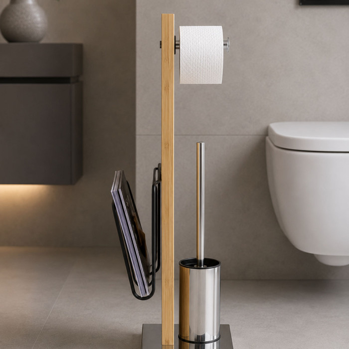 Portarotolo WC da terra LEXA in bambù naturale