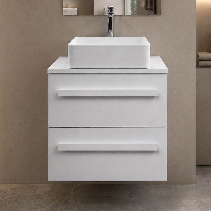 Arredo bagno sospeso Lirioa 60 cm effetto cemento bianco