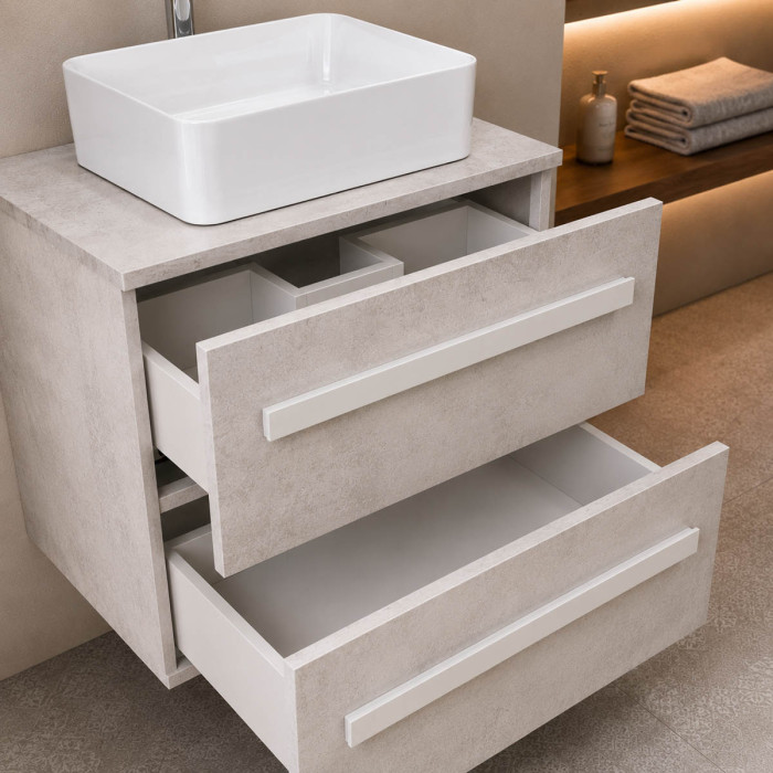 Mobile bagno moderno 60 cm Lirioa cemento chiaro grigio tortora