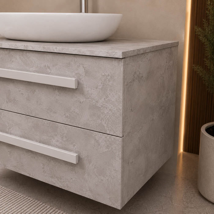 Mobile bagno sospeso con lavabo d'appoggio Lirioa 70 cm