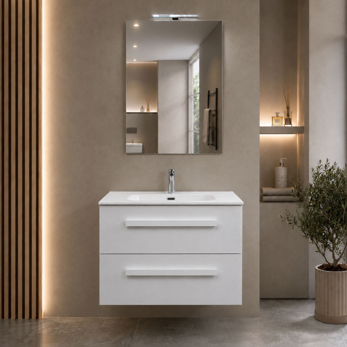 Mobile bagno moderno Lirio cemento bianco Made in Italy