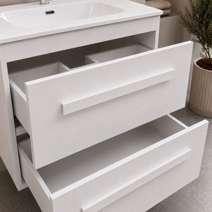 Dettaglio lavabo in ceramica bianco lucido Lirio