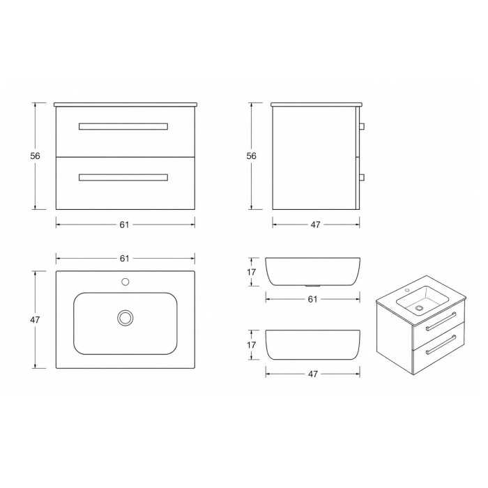 Mobile bagno sospeso Lirio 60 cm cemento bianco