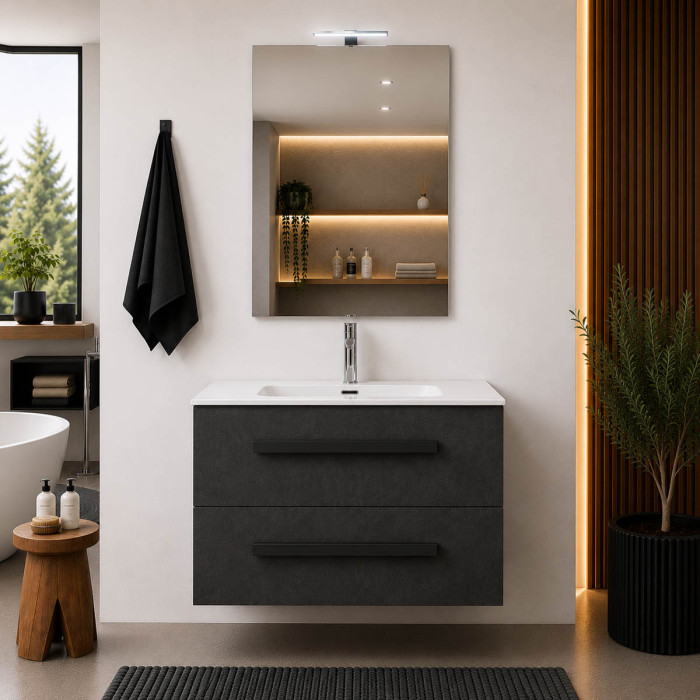 Mobile bagno sospeso Lirio 60 cm cemento scuro
