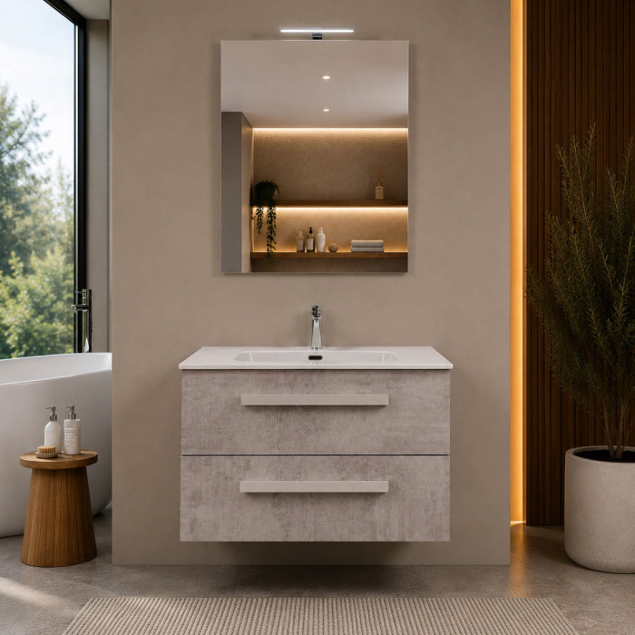 Mobile bagno sospeso Lirio 70 cm cemento chiaro