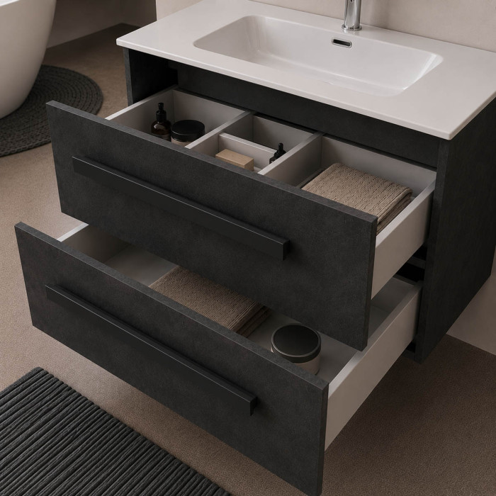 Mobile bagno antracite con lavabo bianco lucido