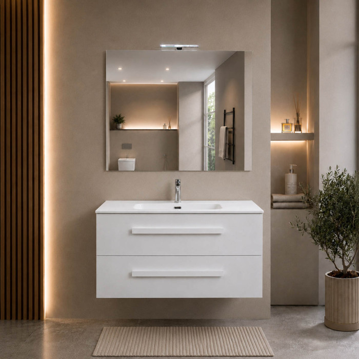 Mobile bagno sospeso Lirio 80 cm cemento bianco