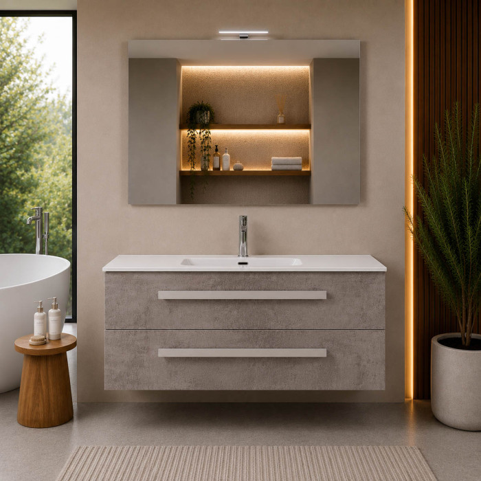 Mobile bagno sospeso Lirio 80 cm cemento chiaro