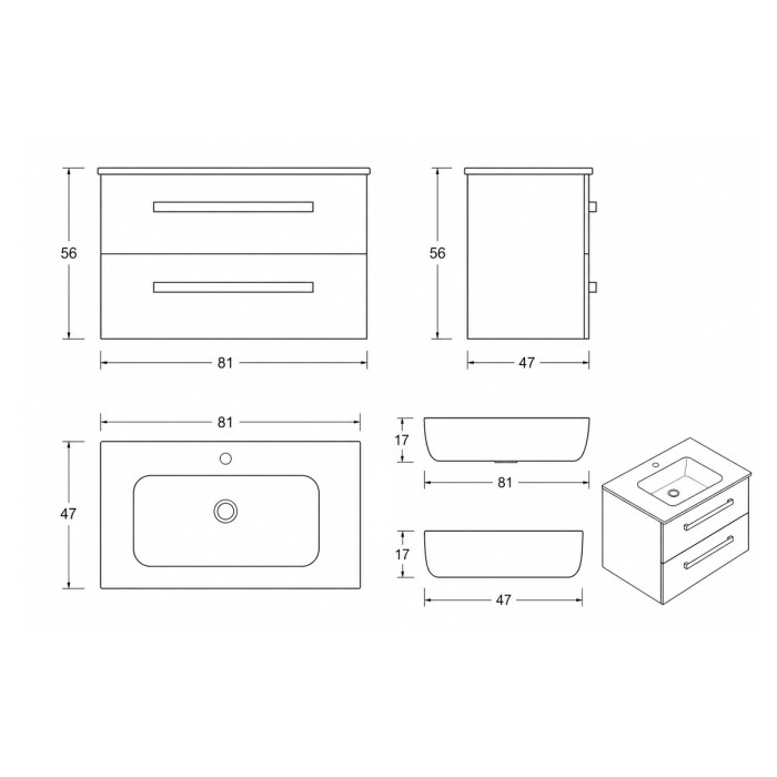 Composizione bagno Lirio cemento chiaro Made in Italy