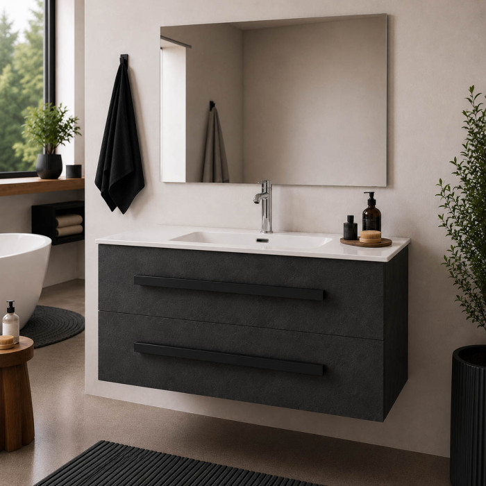 Mobile bagno sospeso Lirio 80 cm cemento scuro