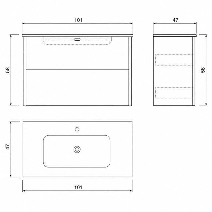 Mobile bagno sospeso moderno da 100 cm verde oliva