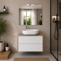 Mobile bagno Shape Plus 100 cm rovere Gransasso e bianco