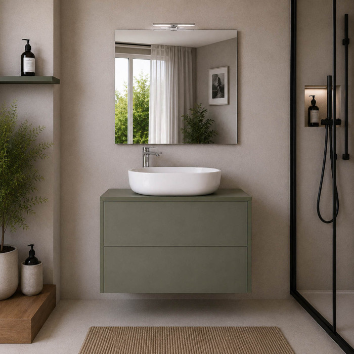 Mobile bagno sospeso Shape Plus 100 cm verde oliva