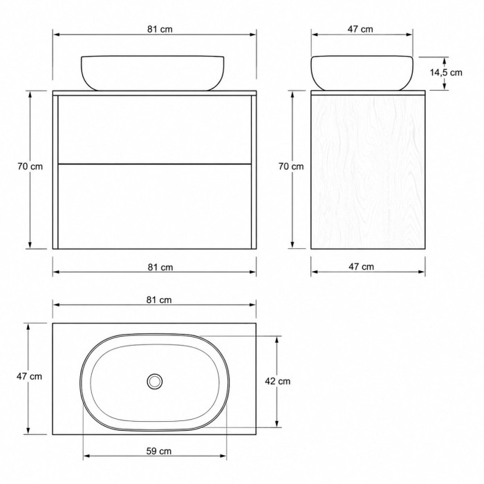 Mobile Shape Plus con cassetti senza maniglie