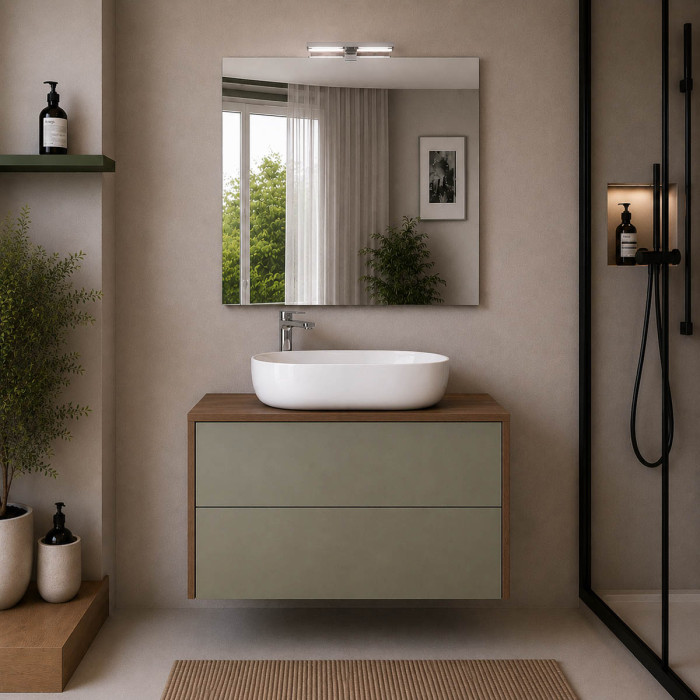 Mobile bagno Shape Plus 80 cm rovere Barok e verde oliva