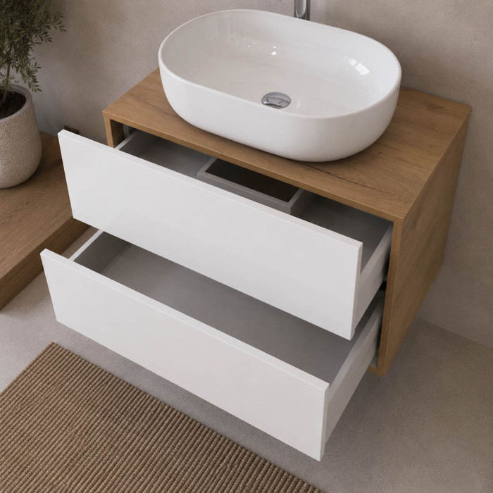 Dettaglio struttura rovere Gransasso e frontali bianco opaco