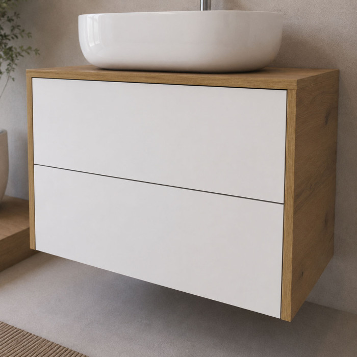 Mobile bagno moderno da 80 cm con lavabo in ceramica