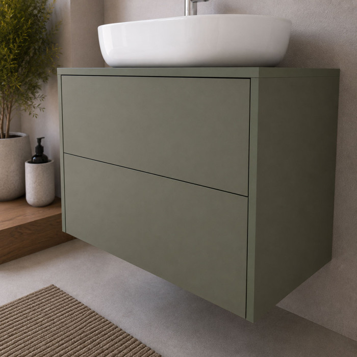 Mobile bagno moderno da 80 cm con lavabo bianco