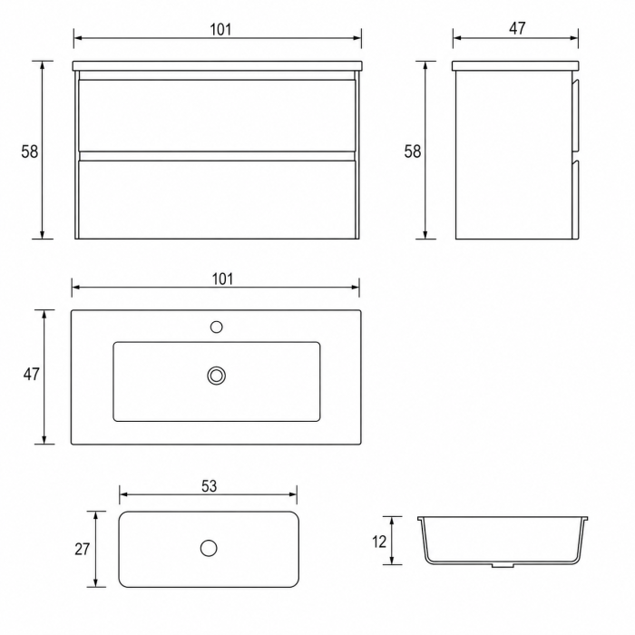 Mobile bagno moderno da 100 cm Made in Italy