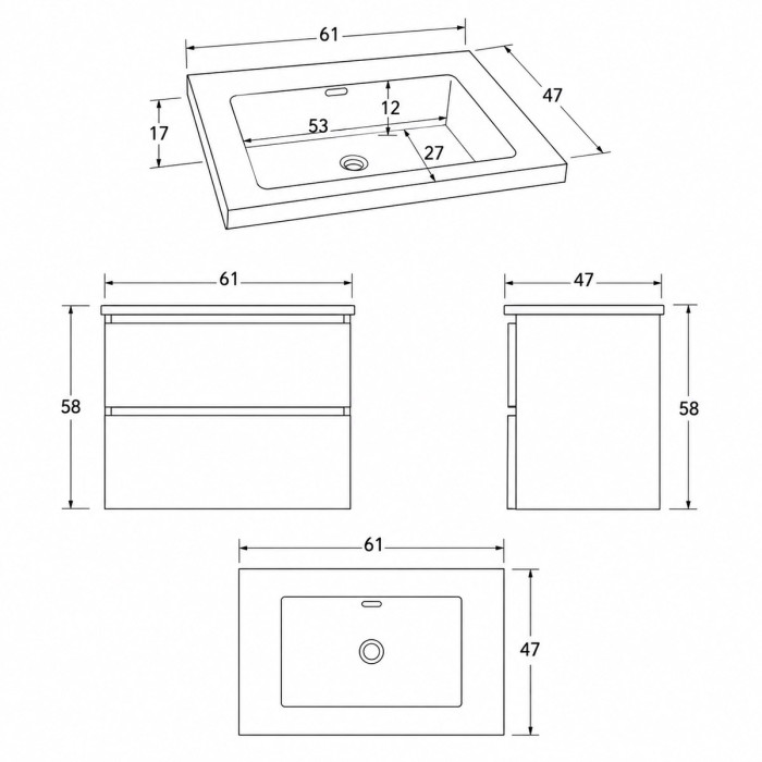 Mobile bagno completo da 60 cm Made in Italy