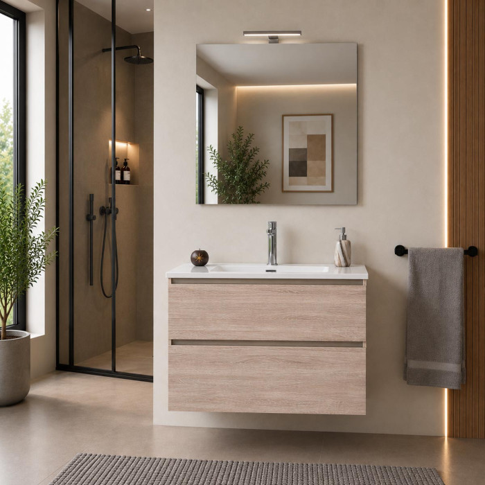 Mobile bagno sospeso Cloè 70 cm finitura Rovere